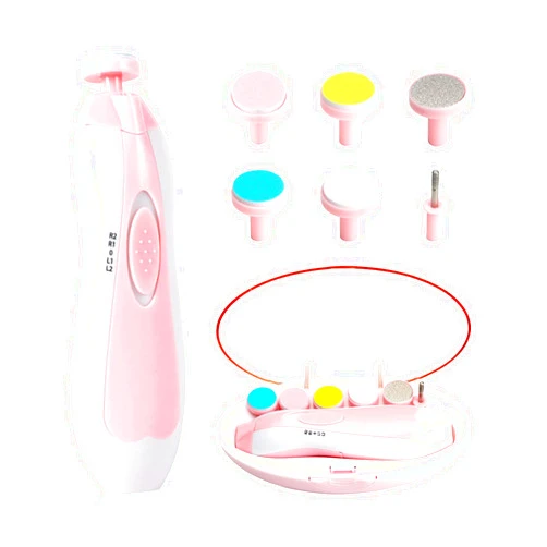 Qunlions life Baby Nail Trimmer Electric-12 in 1 Baby Nail Clippers Safe Baby Nail File Kit with a Nail Clipper, Scissor, Tweezers, and Nail Files (Pink)