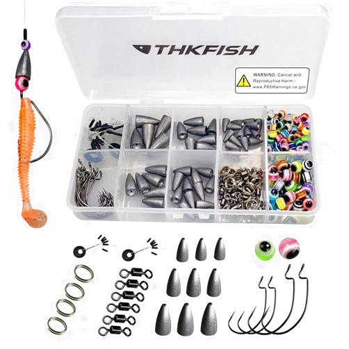 THKFISH Fishing Weights Sinkers Fishing Beads Bullet Sinkers Carolina Rig Texas Rig Kit Fishing Accessories Kit 64pcs/219pcs