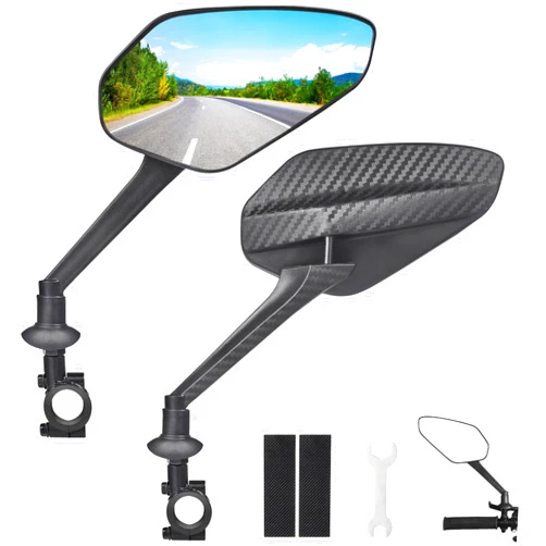 Zacro 2 Pack Bike Mirror, Bike Mirror Handlebar Mount, 360° Adjustable Safety Bicycle Rear View Mirror, Scratch Resistant Glass Lens, Fit for Mountain Bikes, City Road Bikes, E-bikes, Scooter