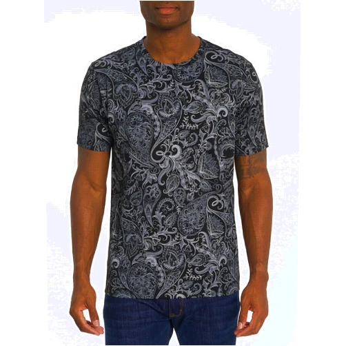 Robert Graham Men's Swanson Short Sleeve Crew Neck Graphic T-Shirt, Premium Cotton Knit Top, Classic-Fit & Richly Detailed
