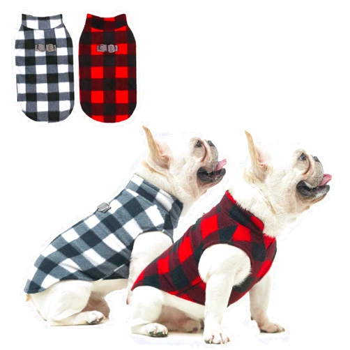 BEAUTYZOO Fleece Dog Sweater Vest 2 Pack, Dog Sweaters for Small Dogs Boy Male with Leash Ring, Soft Stretchy Dog Pullover Jacket Sweatshirt Puppy Sweaters Christmas Dog Clothes(Buffalo Plaid, Medium)