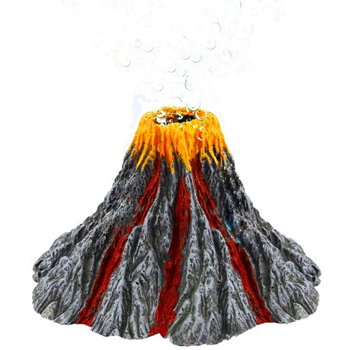 Wanwanzi Aquarium Volcano Air Stone Decor - Bubble-Emitting Volcanic Landscape Ornament, Oxygen Bubble for Fish Tank Decor - Volcano Bubble Maker, Lava Rock Decoration