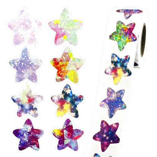 JRONGHE Star Stickers,Star Stickers for Kids Reward,500Pcs 1Inch Starry Sky Star Stickers Roll for Student Planner and School Classroom Teacher Supplies