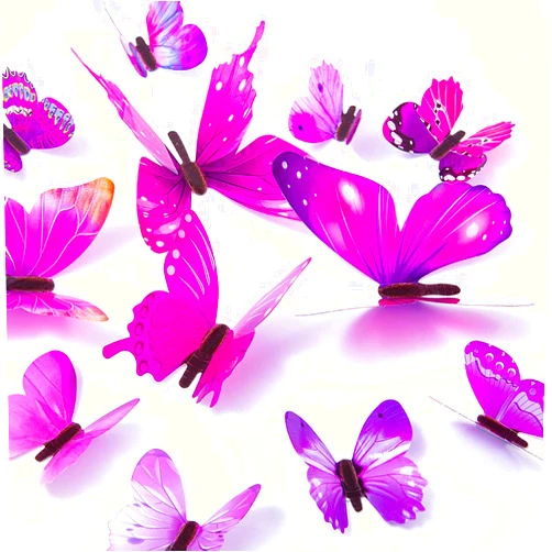 Somotersea 24PCS 3D Butterfly Wall Decal Removable Stickers Decor for Kids Room Decoration Home and Bedroom Art Mural Purple