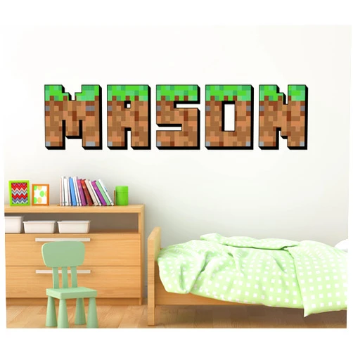 BEHARCOLORS Personalized Gamer Name Wall Decal - Gaming Inspired Video Game Wall Decal - Gaming Room Wall Decor for Kids Art Vinyl Mural Playroom Sticker