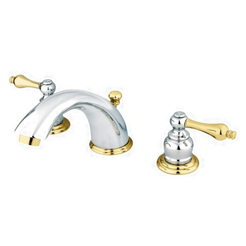 Kingston Brass KB974AL Victorian Widespread Lavatory Faucet with Metal lever handle, Polished Chrome and Polished Brass,8-Inch Adjustable Center