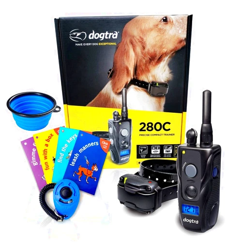 Dogtra 280C Remote Dog Training Collar - 1/2 Mile Range, Rechargeable, Waterproof - Plus 1 iClick Training Card, Jestik Click Trainer