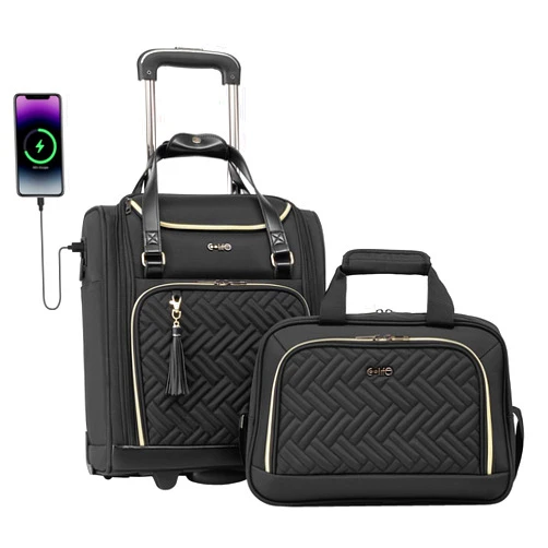 Coolife Luggage Carry On Luggage Underseat Luggage Suitcase Softside Wheeled Luggage Lightweight Rolling Travel Bag Underseater (Black, Carry-On 16-Inch)