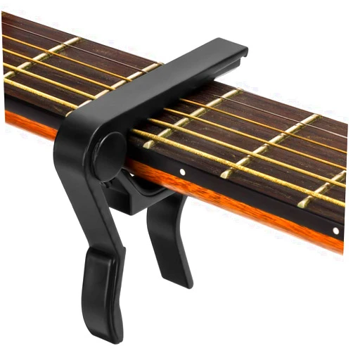 Hurdasdo Guitar Capo, 6-String Acoustic & Electric Guitar Capo,- Banjo and,for Acoustic,Ukulele, Mandolin, Bass, Picks Black Single Handed Capo