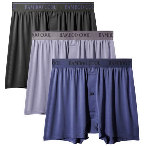 BAMBOO COOL Men's Boxer Shorts Underwear Upgraded 360° Cooling Breathable Boxer Lounge Loose Stretch Short 3 Pack