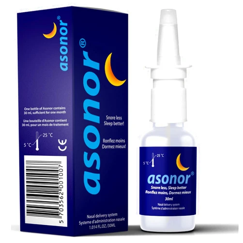 Asonor Snoring Nasal Spray (30ml) – Effective Snore Stopper Drops For Better Sleep – Snore Relief Remedy – Opens Up The Throat Air Passage – Enables Better Breathing – Natural Anti-Snoring Solution