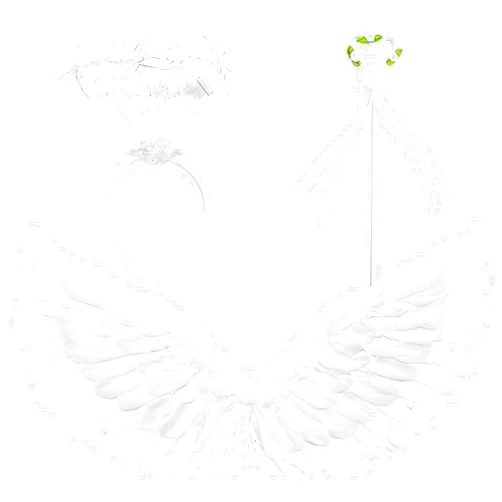 Zezzxu Angel Wings and Halo Magic Wand White Feather Wing Halloween Angel Costume Set for Kids Girls Adults Women