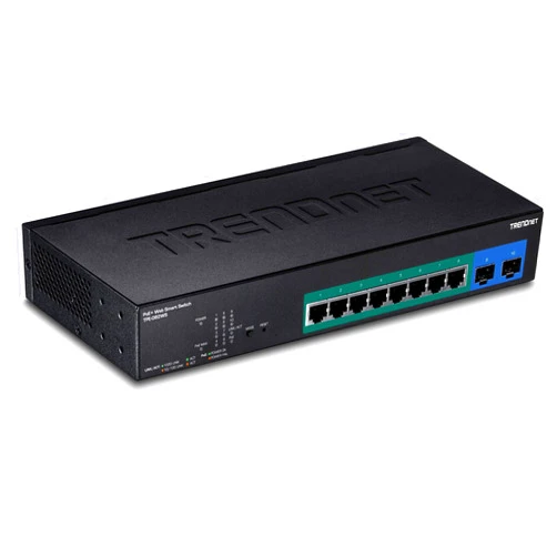 TRENDnet 10-Port Gigabit Web Smart PoE+ Switch, TPE-082WS, 8 X Gigabit PoE+ Ports, 2 X SFP Slots, Vlan, QoS, Lacp, IPv6 Support, 20Gbps Switching Capacity, 75W PoE Power Budget, Lifetime Protection