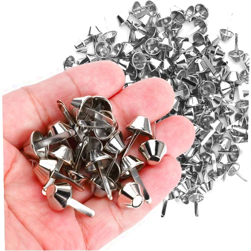Pssopp 200Pcs Round Brads Purse Feet Handbag Nailheads Spike for DIY Leather Craft Purse Handbag Feet Nail Head, 12mm, Silver