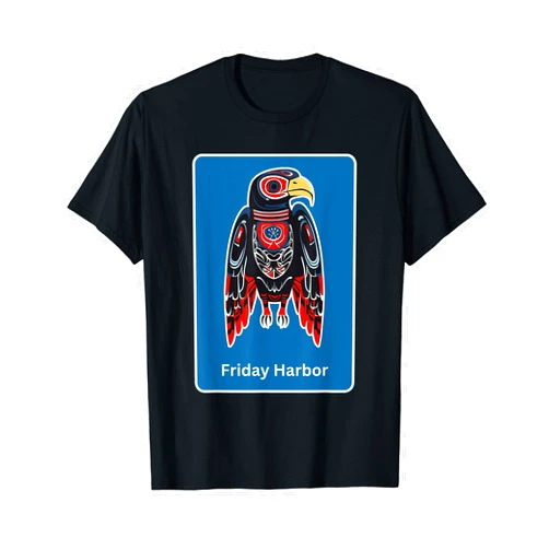 Hawks and Eagles Proud Washington Residents Friday-Harbor Hawk Native American Indian Tribal Style Art T-Shirt