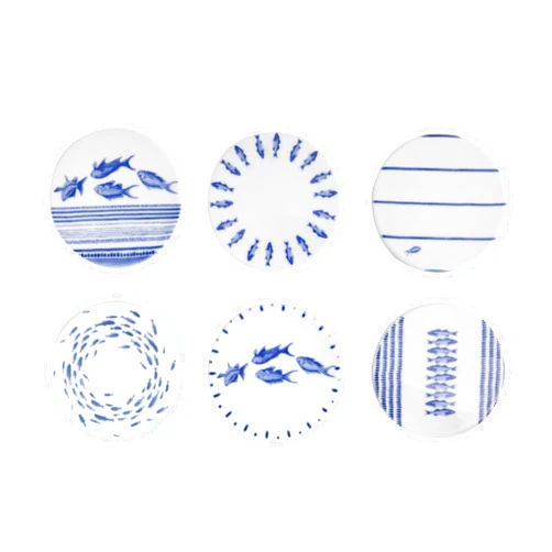 Porland Marine Blue Porcelain Coaster Set (6) 3.94