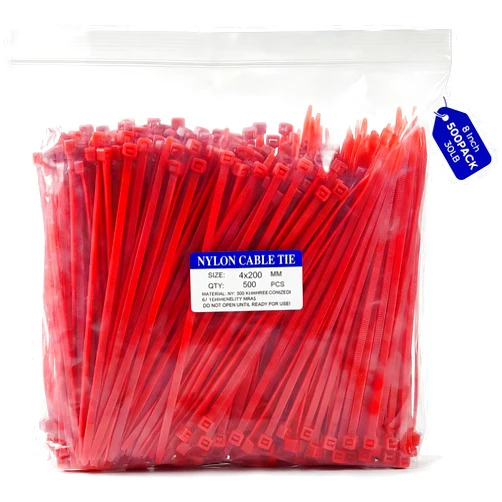 JHXTZ Zip Ties, 500pcs Red Zip Ties 8 Inch, Plastic Ties Small Zipties Cable Tie Wraps, Multi-Purpose Cable Management Ties, Self-Locking Ziptie for Office and Home(Can bear 30lb)