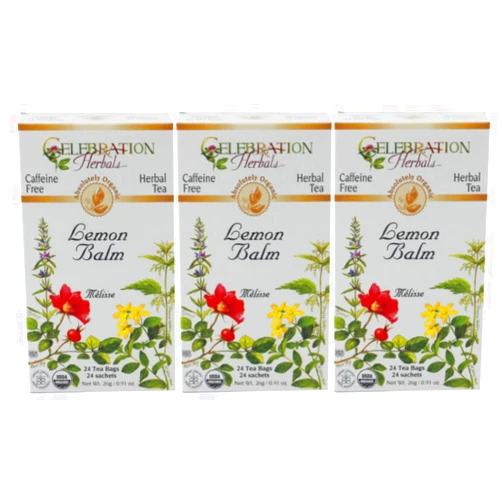 Celebration Herbals Lemon Balm Tea Bags, 24 Count (Pack of 3)