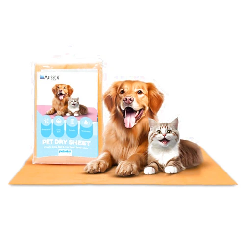 MAISSEN Waterproof Pet Dry Sheet| Orange, Medium(27.5 X 39 in)| Wash, Reuse, Quick Absorbent, Hygienic Pee Pad| Couch/Sofa/Bed/Puppy Potty Training, Mattress & Car Seat Protector-Dog, Cat & All Pet