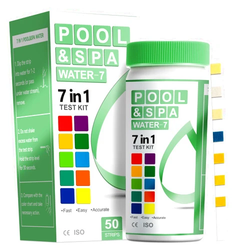 AAwipes Pool and Spa Test Strips 7 in 1 | 50 Pool Water Testing Kit for Pool, Hot tub | Accurate Test Bromine, Total Alkalinity, pH, Free Chlorine, Hardness, Cyanuric Acid, Total Chlorine (K01-50)