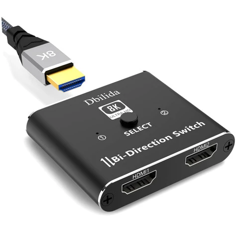 Dbilida 8K HDMI 2.1 Switch, Dbilida 48Gbps 8K HDMI Switcher Splitter 2 in 1 Out Support 4K@165Hz/144Hz/120Hz, 8K@60Hz, Bi-Directional for PS5/PS4, Xbox, Roku, Apple TV, Fire Stick