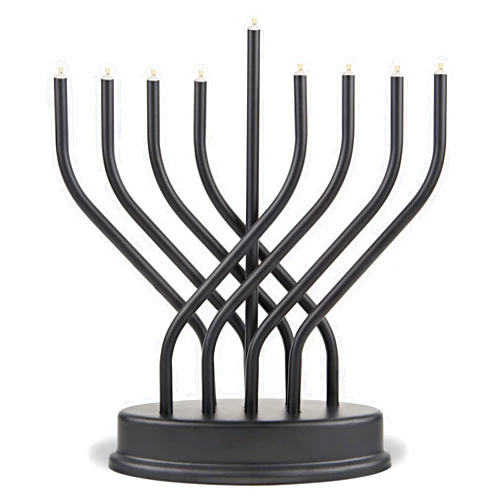 Aviv Judaica Traditional Hanukkah Electric Menorah Low Voltage Hanukkiah with LED Bulbs Contemporary Metal Electronic Chanukiah Battery Powered Chanukah Lights by Aviv Judaica (Matte Black)