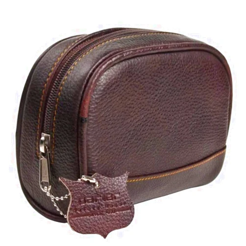 Parker Safety Razor Parker Deluxe Leather SMALL Toiletry Bag (Dopp Kit)