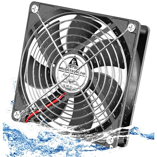 GDSTIME 120mm x 25mm 12V DC IP67 Waterproof Fan High Speed Dual Ball Bearing Brushless Computer PC Case Cooling Fans 2-Pin for RV Fridge Fume Extractor Battery Box Outdoor Cabinet Small Greenhouse