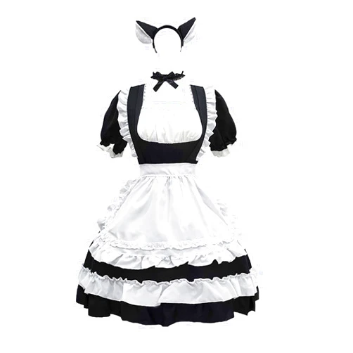 Generic Womens French Apron Maid Costume Cosplay Japanese Anime Lolita Dress Sissy Maid Dresses Outfit Clothing Club Party