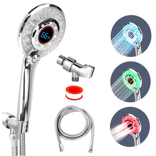 GINOOJY LED Shower head with Temperature Display, High Pressure Shower Head with 59