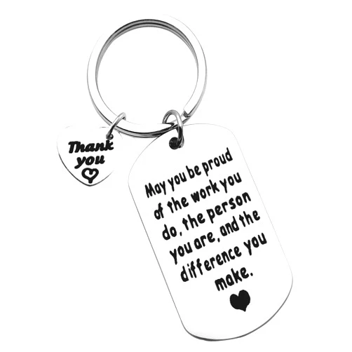 Dabihu Thank You Gift Appreciation Jewelry Make A Difference Keychain Stainless Steel Keyring Gift for Volunteer Appreciation,Coach Mentor Gift,Employee Gift,Social Worker Gift
