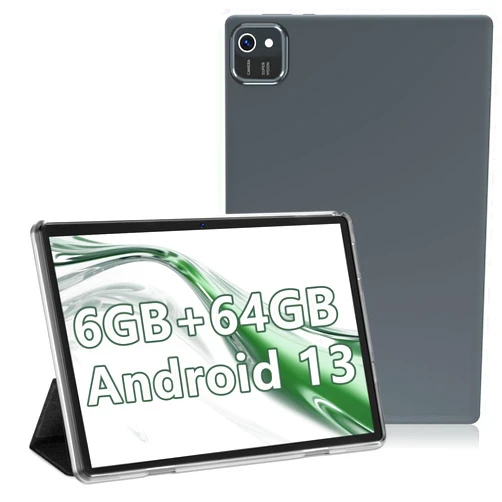 EDDBNi Tablet 10.1 inch Android 13 Tablets, 64GB ROM 512GB Expand Quad-Core Processor, HD Touchscreen, 6000mAh 8MP Camera, FM GPS Bluetooth,WiFi with Tablet case (Black)