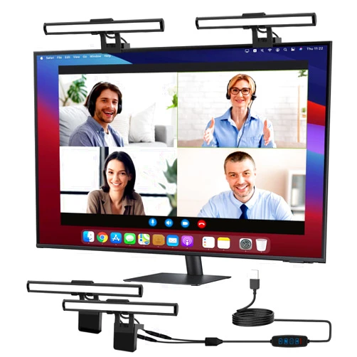 Narotood Video Conference Lighting, Webcam Monitor Light Bar Over Computer for Streaming, LED Laptop Light for Video Conferencing, Zoom Ring Light with Adjustable Brightness & Color Settings
