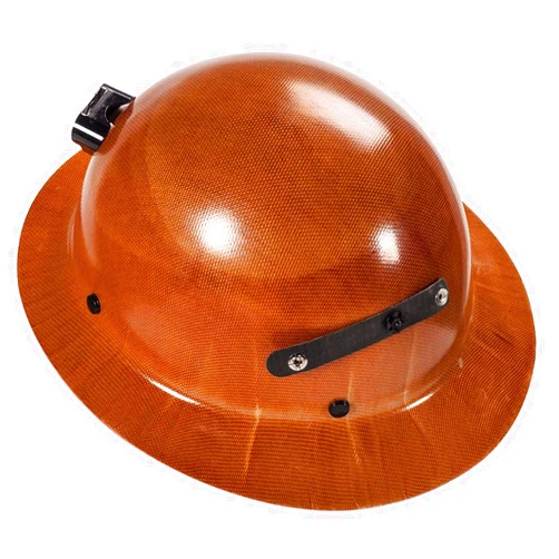MSA Skullgard Full Brim Hard Hat with Suspension, Lamp Bracket and Cord Holder Phenolic Resin, Radiant Heat Loads up to 350F