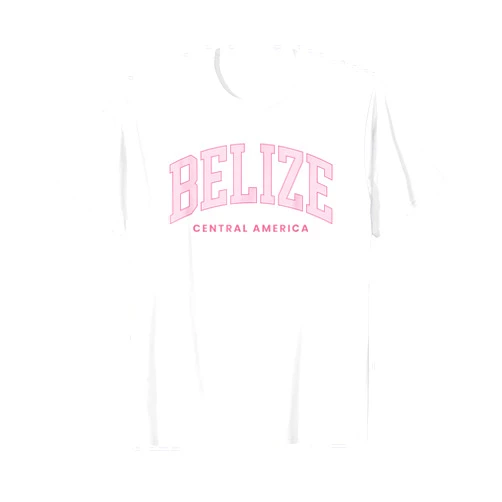 Belize Retro Vacation Souvenirs Belize Souvenir Pink Retro Preppy Throwback Womens Vacation T-Shirt