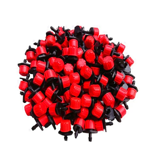 Kalolary 200Pcs Adjustable Drip Irrigation Emitters, 1/4Inch Adjustable Micro Drip Irrigation System Watering Sprinklers Anti-Clogging Emitter Dripper Red Garden Supplies