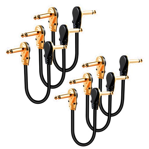 AODSK Flat Guitar Patch Cables, Guitar Effect Pedal Instrument Cable,1/4 Inch Right Angle Plugs,Save Space Clear Sound,for Guitar Effect Pedal (Pack of 6)