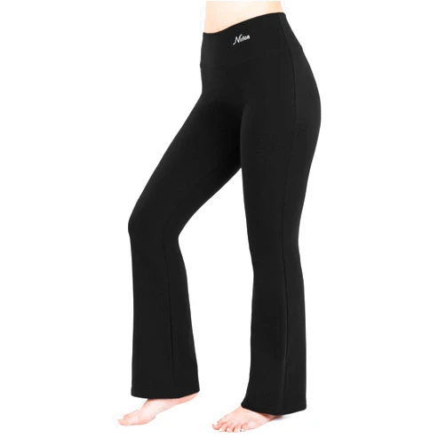 Nirlon Women's Black Bootcut Yoga Pants - Soft, Breathable Flare Pants for Yoga & Workout (Regular, S)