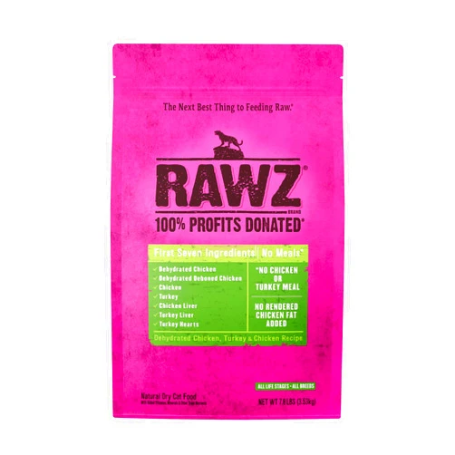 Rawz Dehydrated Chicken, Turkey & Chicken Recipe Natural Meal Free Dry Cat Food (7.8 Pound, Chicken & Turkey)