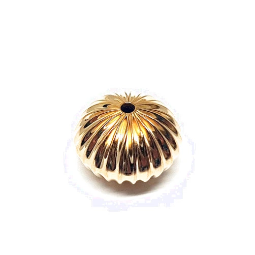 Rashbel Yellow Gold Filled 12mm Flat Corrugated Bead, Saucer Shaped Beads Use as Decorative Elements for Jewelry Necklaces Bracelets, 2 Pcs
