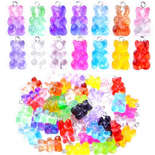 BronaGrand 40pcs Colorful Gummy Resin Bear Charms Pendants Candy Gummy Bear Charms Jewelry Making Finding Accessory for DIY Necklace Earrings Bracelet