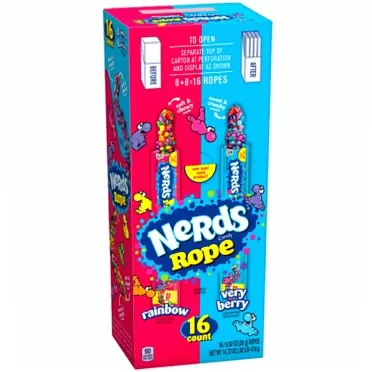 Nerds Rope Very Berry and Rainbow Variety Candy, 0.92 Ounce, 16 Count