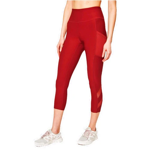 Mondetta Womens Midweight High Waisted Mesh Capri Legging