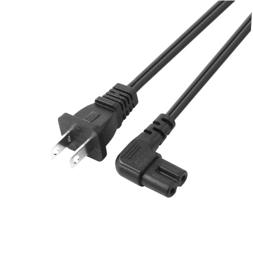 VSEER Universal 2 Prong Power Cord 1 Feet - NEMA 1-15P to IEC320 C7 Figure 8 Shotgun Connector AC Power Supply Cable Wire Socket Plug Jack Right Angle Replacement Black (1FT)
