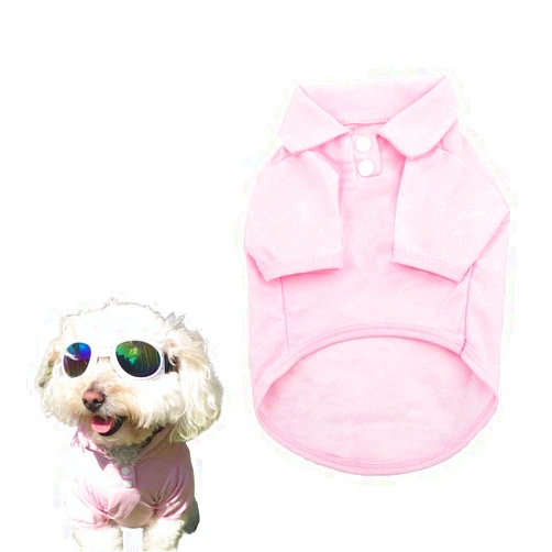 Petea Dog Shirts Pet Puppy Cotton Polo Shirt Basic T-Shirt Clothes for Dogs and Cats (M, Pink)