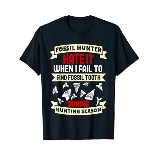 White Fossil Shark and Great Hunting at Beach Fossil Collecting Shark Teeth Fossil Hunter T-Shirt