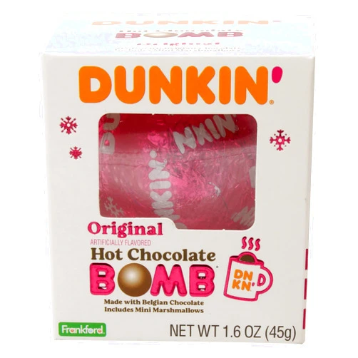 Frankford Dunkin' Original Hot Chocolate Bomb, Melting Belgian Milk Chocolate Ball Filled with Mini Marshmallows, Hot Cocoa Treat, 1.6 ounce by Frankford Candy