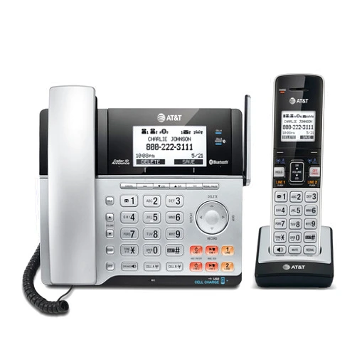 VTech AT&T TL86103 2-Line Corded/Cordless for Small Business with Answering Machine, 2-Mailboxes, Connect-to-Cell, Caller ID Announcer, Intercom, Line-Power, Long Range & Expandable to 12 Handsets