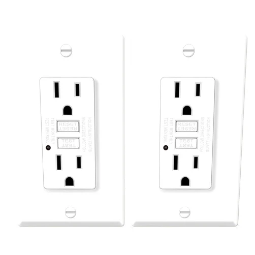 ELECTECK 2 Pack GFCI Outlets 15 Amp, Non-Tamper Resistant, Decor GFI Receptacles with LED Indicator, Ground Fault Circuit Interrupter, Wallplate Included, ETL Listed, White