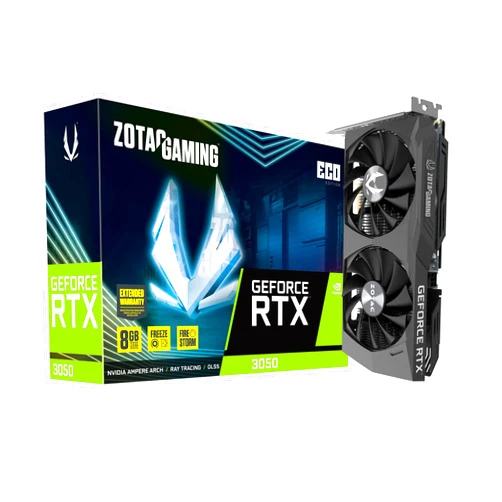 ZOTAC Gaming GeForce RTX™ 3050 ECO Edition 8GB GDDR6 128-bit 14 Gbps PCIE 4.0 Gaming Graphics Card, Active Fan Control, Freeze Fan Stop, ZT-A30500K-10M